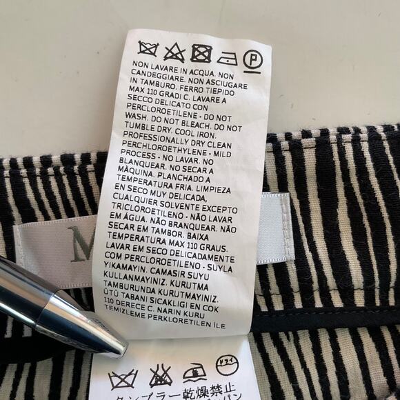 Max Mara Textured Zebra-Print Pants Sz 8 Black And White Cotton Academia preppy - Picture 6 of 10